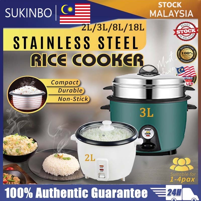SUKINBO 2L 3L 8L 18L Rice Cooker Non-Stick Multipurpose Small Rice ...
