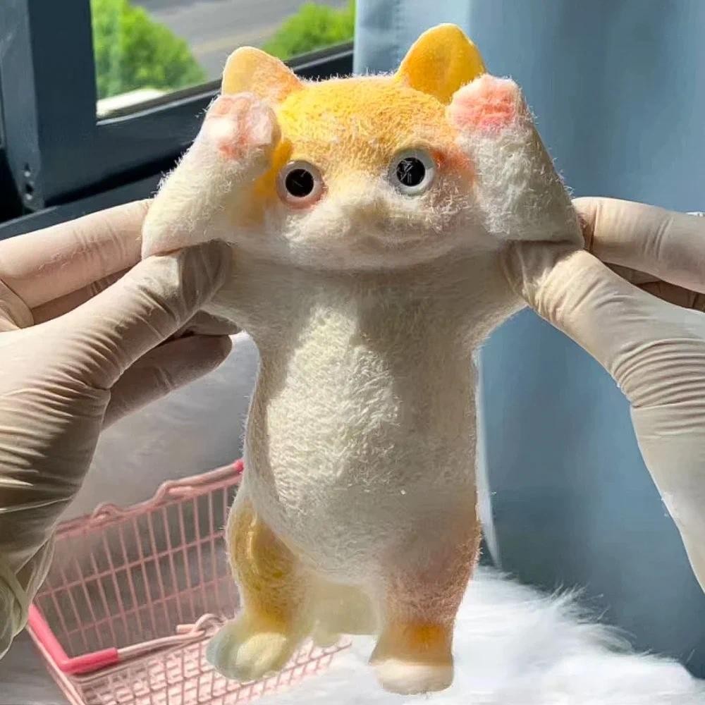 Squishy Cute Flocking Cat Stress Relief Toy, Extra Large Sensory Fidget ...