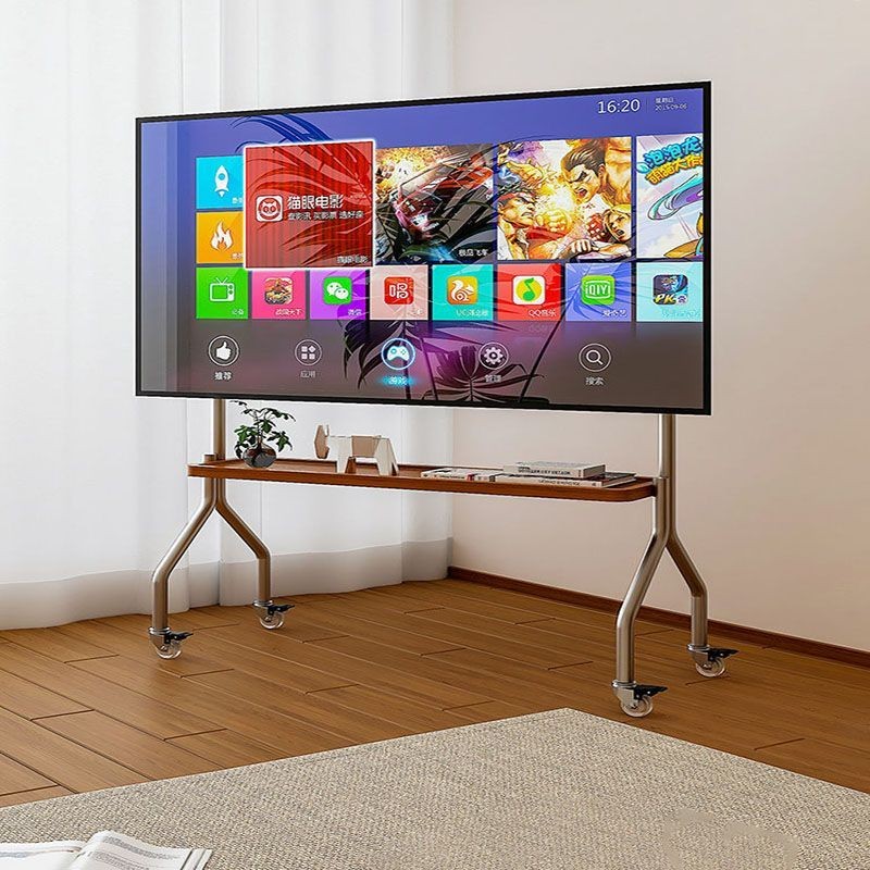 Stainless Steel TV Floor Stand Movable Vertical Trolley with Wheels TV ...