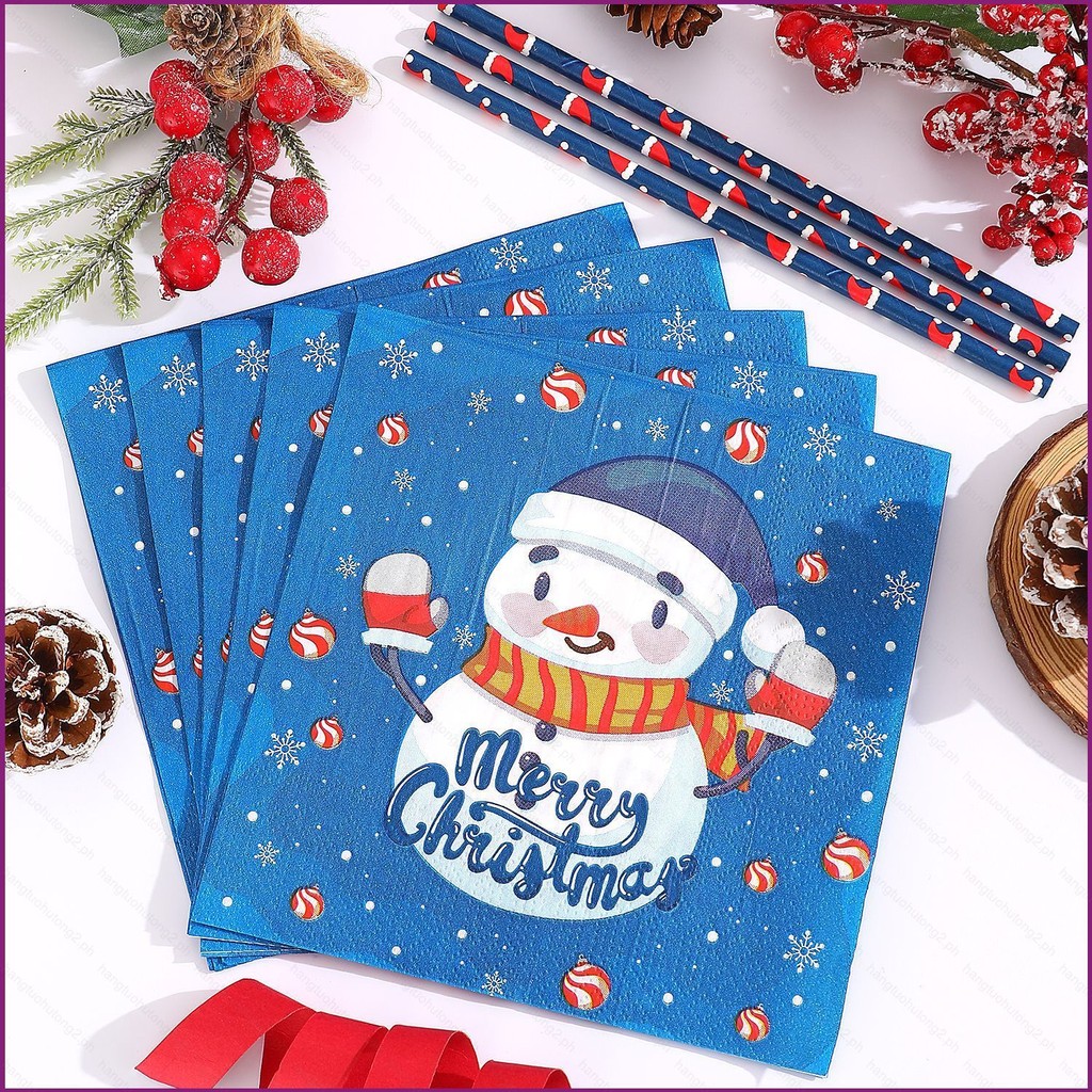 Trend red christmas paper towels santa claus crystal balls blue snowmen