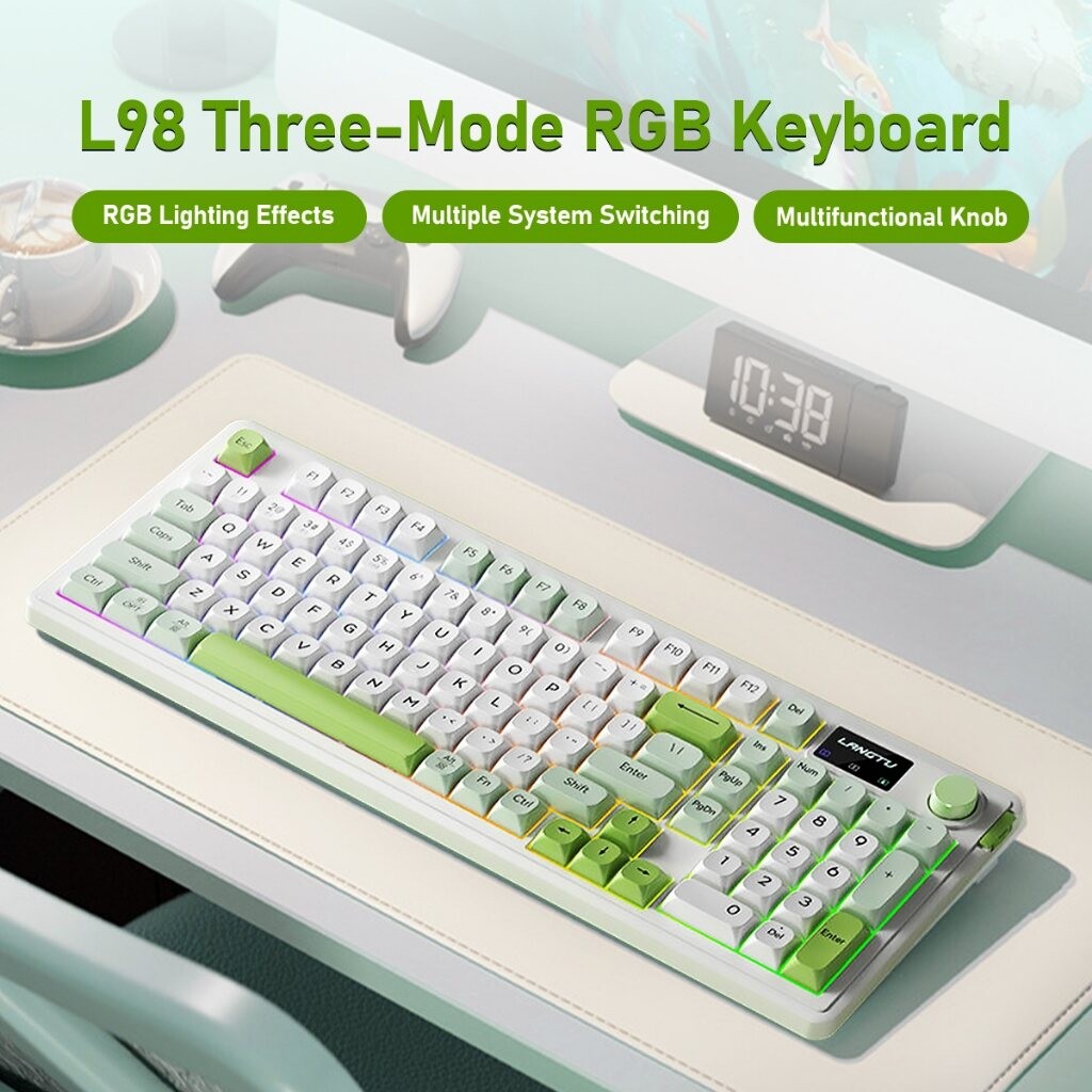 【Free shipping】bluetooth 2.4g wireless L98 3 models RGB mute keyboard ...