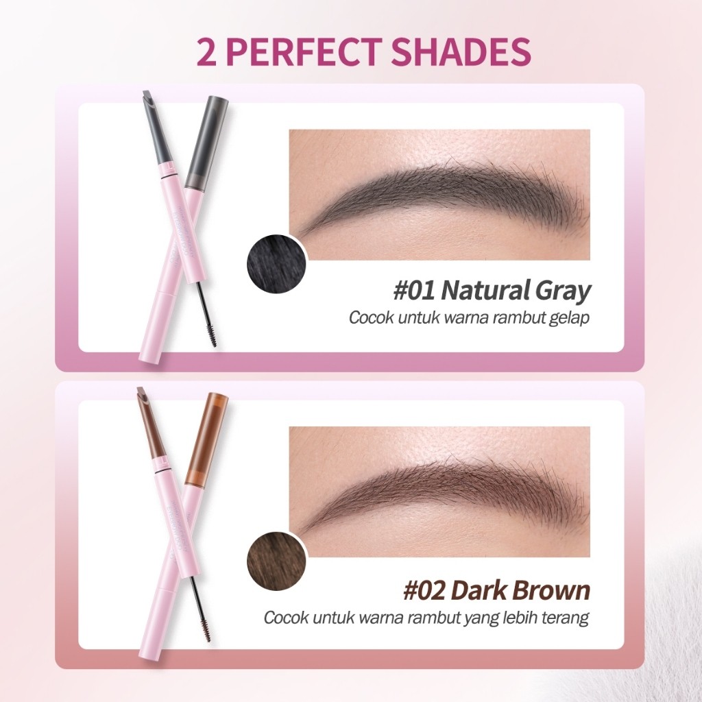 BNB barenbliss Make Me Plushy Eyebrow Duo 2-in-1 Pensil Alis & Browcara 24H / Merah Jingga Official - Gambar 3
