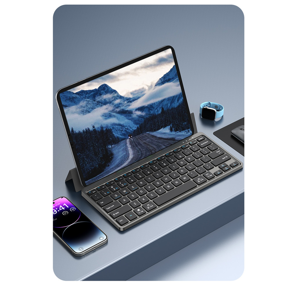 78 Keys Bluetooth Keyboard with PU Leather Tablet Phone Holder ...