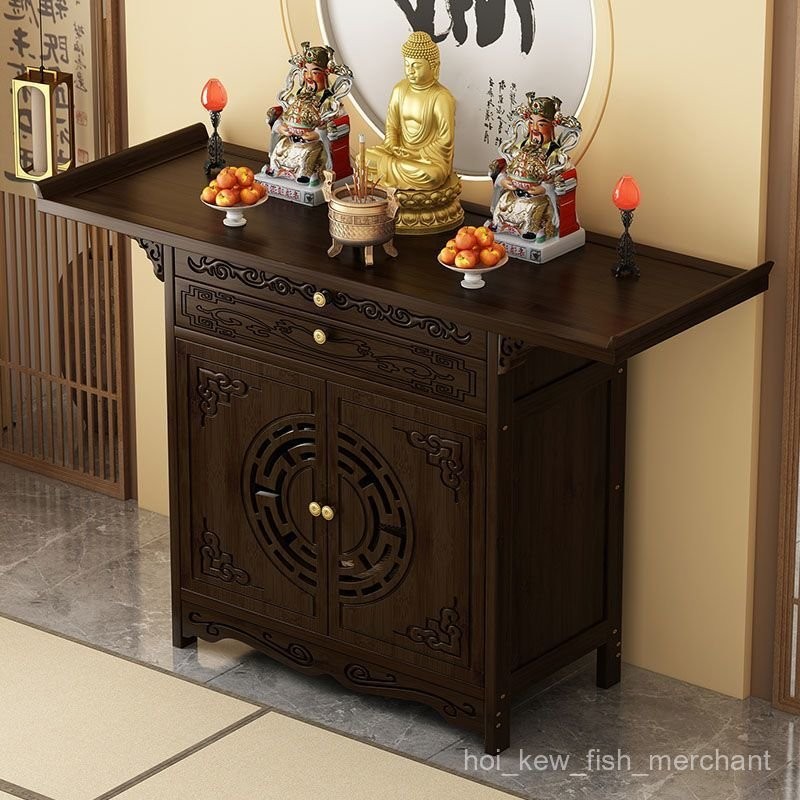 Meditation Altar Table Chinese Style Vertical Cabinet With Door For Offering Buddha Shrines, Shrines, Buddha Cabinets, And God Of Wealth Cabinets For