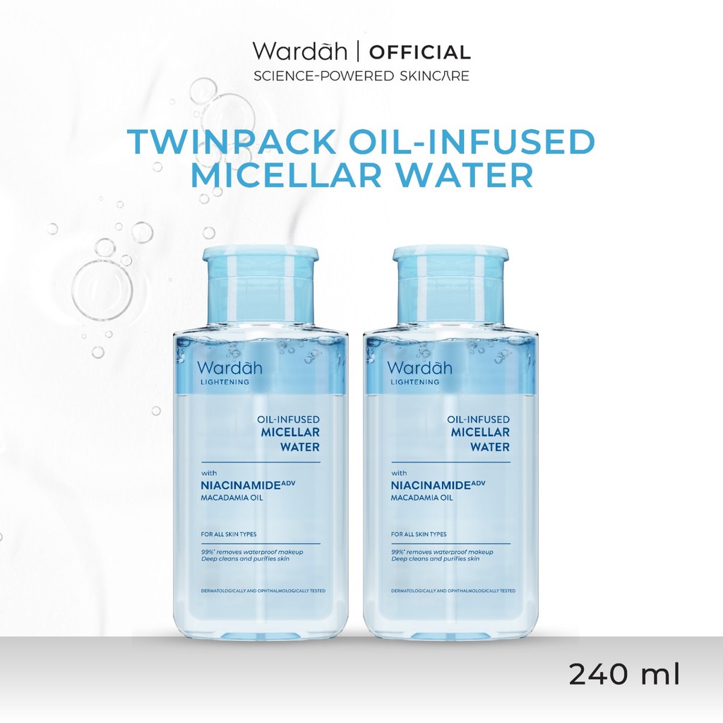 [TWINPACK] WARDAH Micellar Water 240 ml (Perfect Bright, Nature Daily, Lightening Oil, Acnederm) - Pembersih Make Up Waterproof Tanpa Bilas - Skincare - Gambar 4