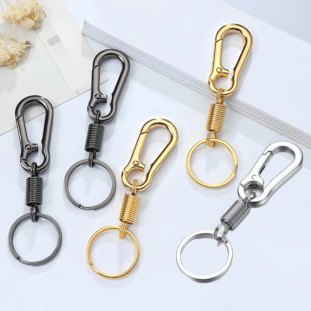 Elastic Spring Keychain Metal Carabiner Buckle Waist Hanging Key Ring ...