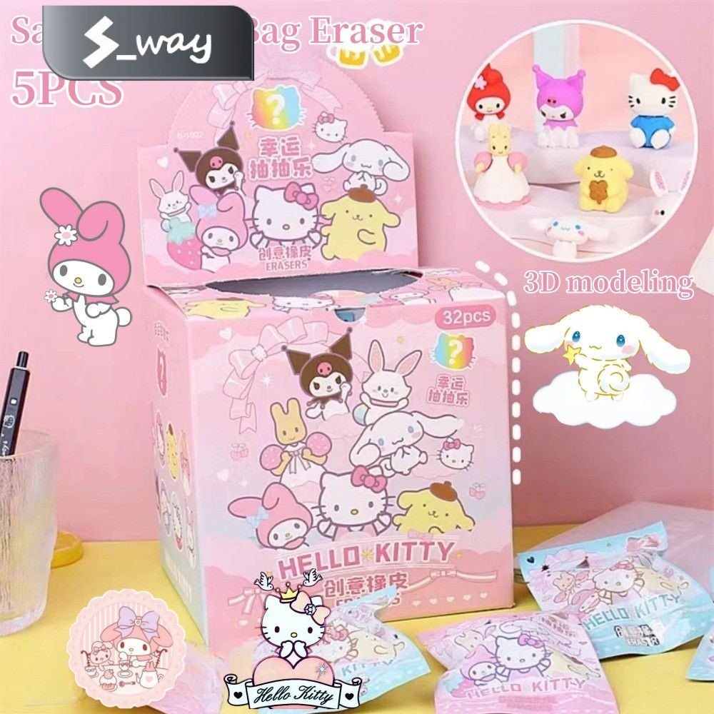 Sanrio Blind Box Eraser Cartoon Cute Crayon Shin-chan HelloKitty Melody ...