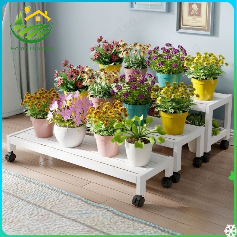 Iron balcony flower rack mobile with wheels wider plant flower rack ...