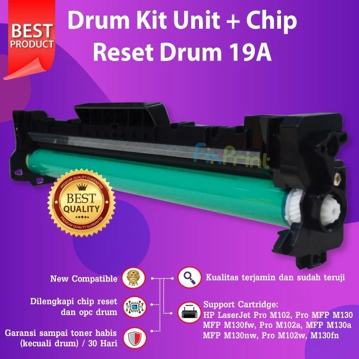 FixPrint Imaging Drum Kit Unit 19A CF219A For Printer Laserjet M102a M102w M130a M130nw M130fn M130fw Chip - Gambar 2