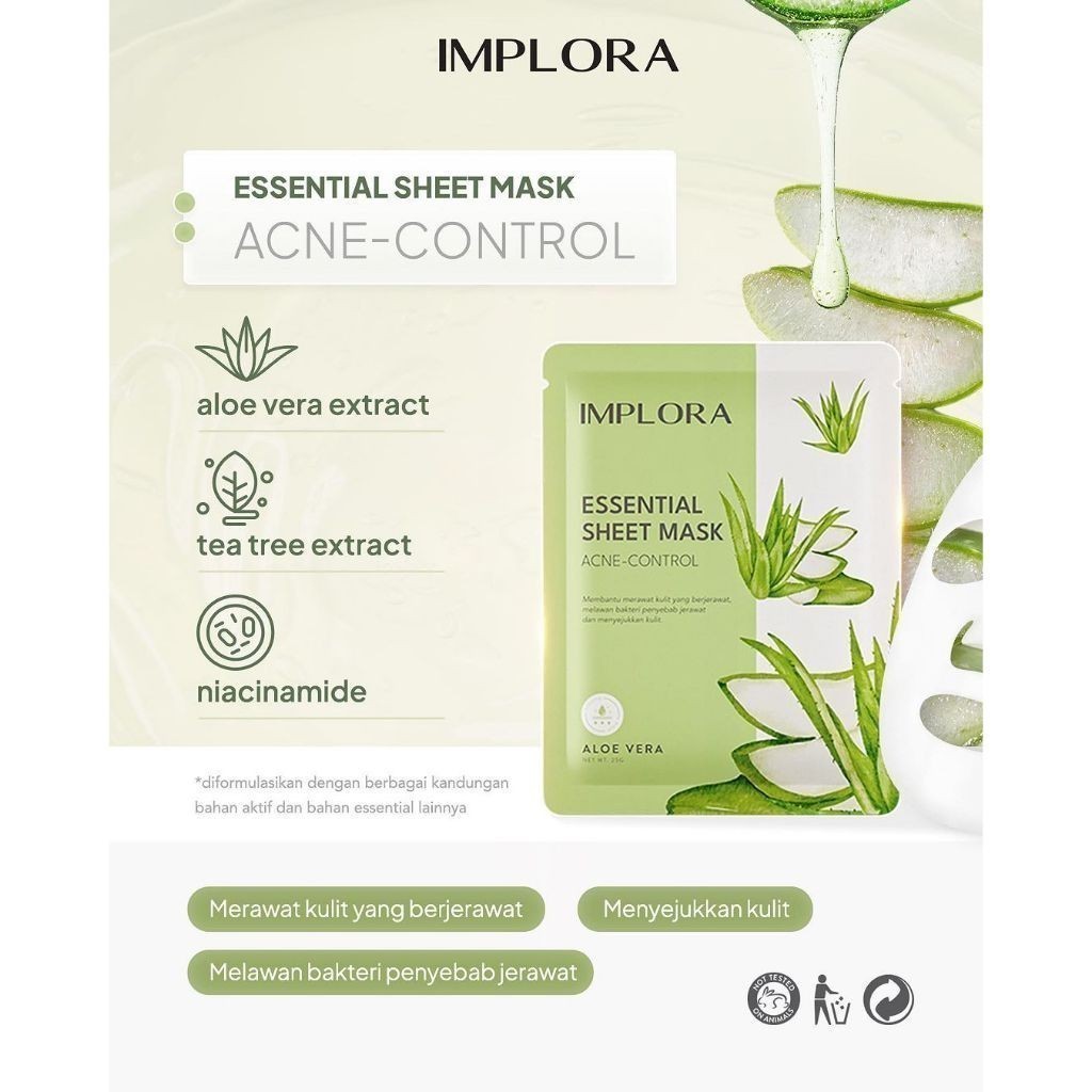 Implora Essential Sheet Mask 25g / Merah Jingga Official - Gambar 4