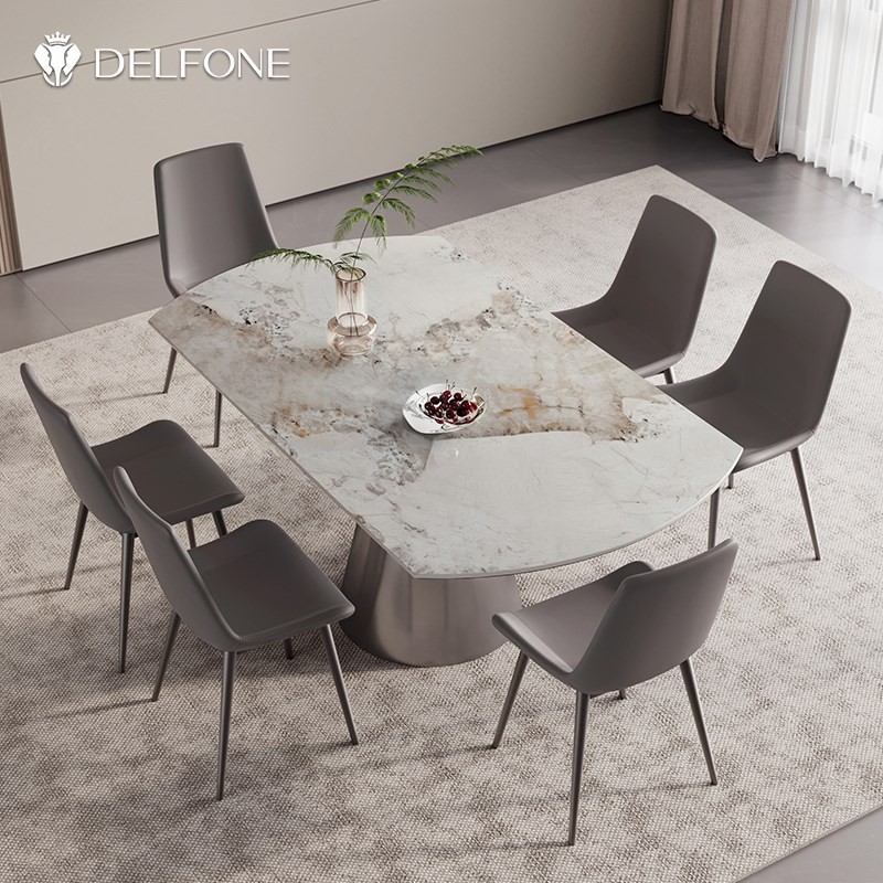 Expandable Rotating Rock Slab Dining Table Round Table Light Luxury ...