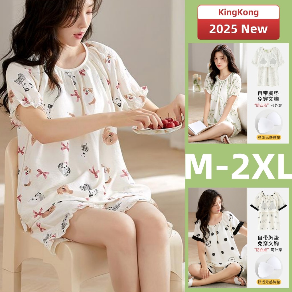 Padded Pyjamas Women Cotton Pajamas Set Summer Lady Short Sleeve ...