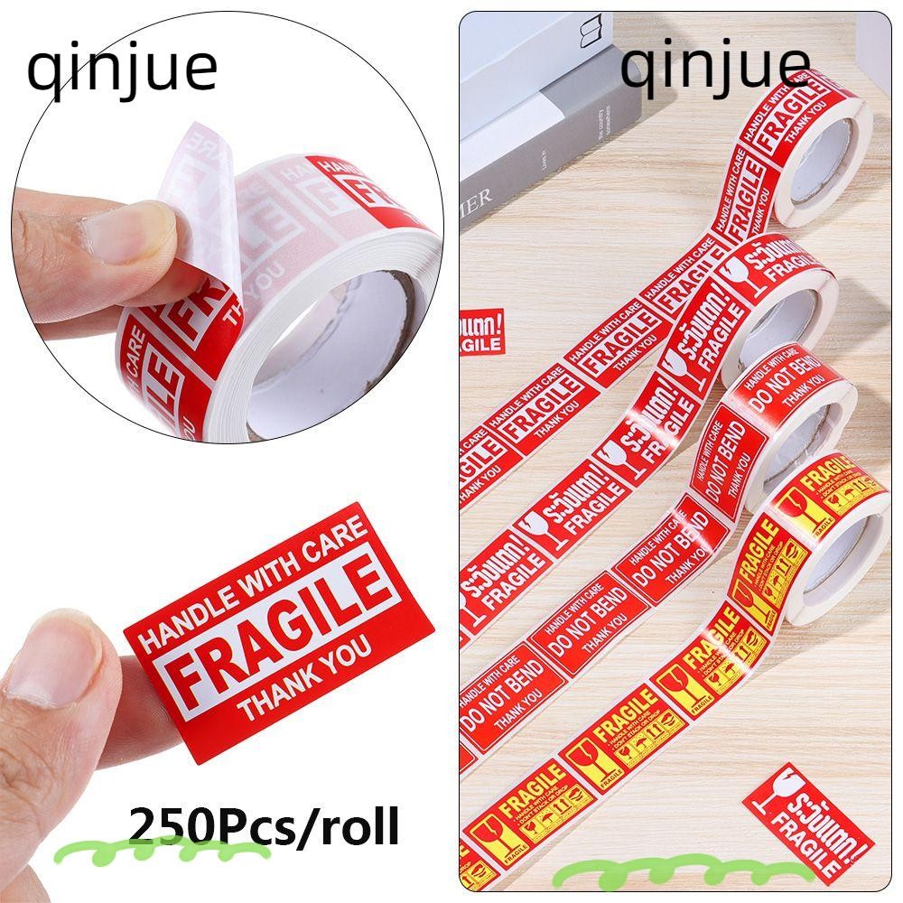 QINJUE 250Pcs/roll Handle With Care Keep Safety Packaging Mark Office ...