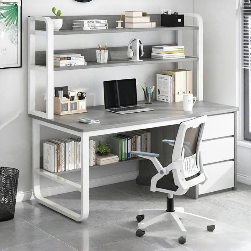 Simple Modern Study With drawer Bookshelf Computer Desk Bookcase ...