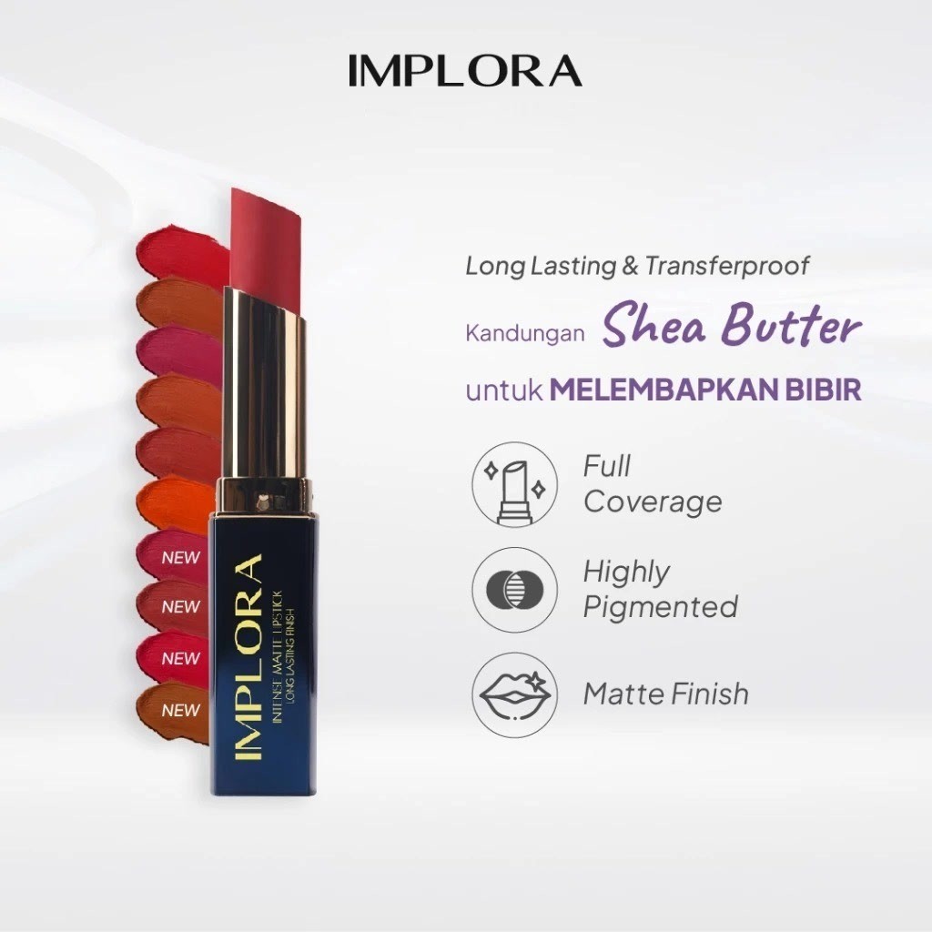 IMPLORA Intense Matte Lipstick / Merah Jingga Office - Gambar 3