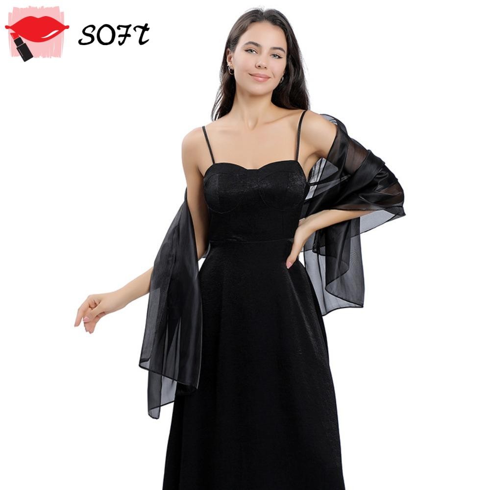 sachin and babi light blue dress SOFTNESS Evening Dresses Shawl, Bridesmaid Satin Scarf, Fashion Long Pure  Color Bridal Lady Cape Wraps Women