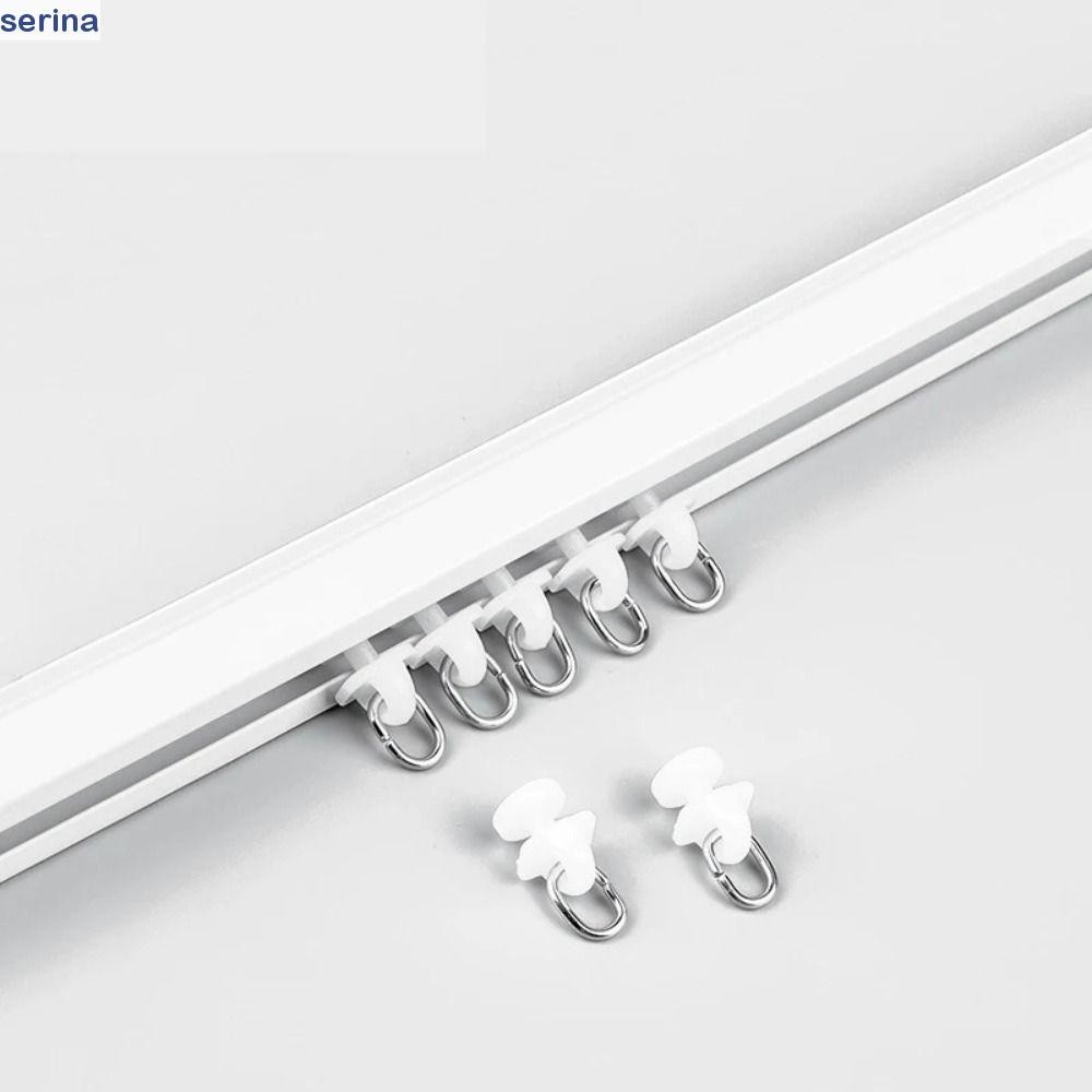 SERINA 20pcs/pack Curtain Track Pulley, White Silent Curtain Hook ...
