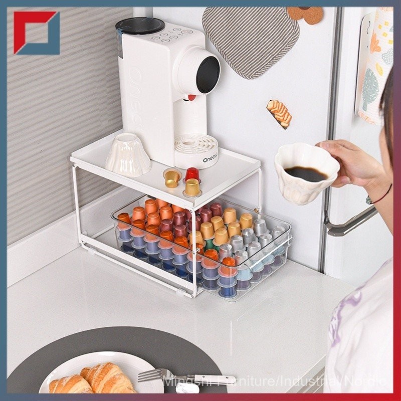 Bar Coffee Rack White Iron Coffee Capsule Storage Drawer Milk Capsule ...