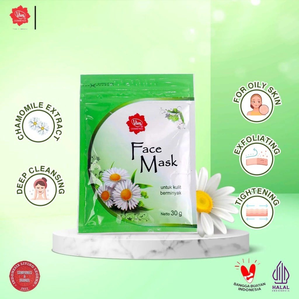 Viva Face Mask Sachet ukuran 30 g / Masker Wajah / Merah Jingga Official - Gambar 3