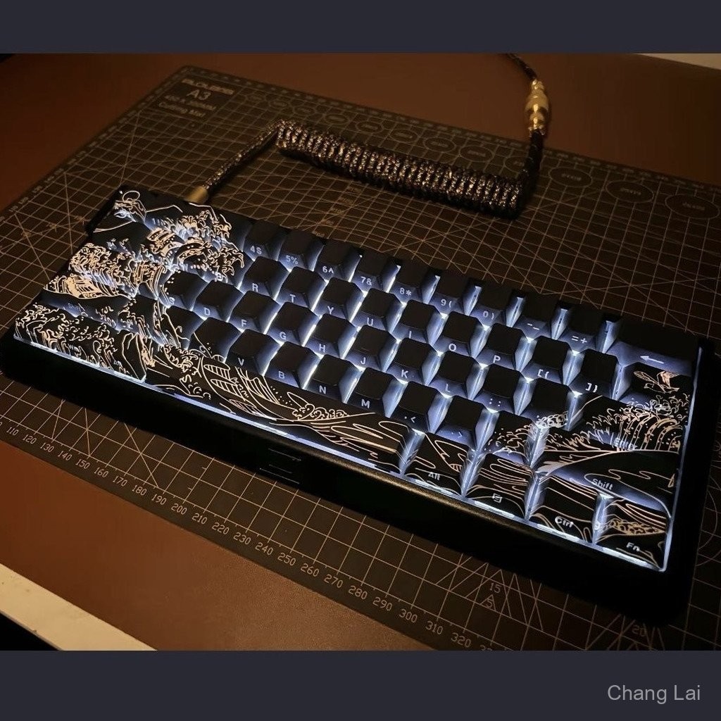 XVX Ukiyo-E Side Carving Transparent Keycap Original Height PBT ...