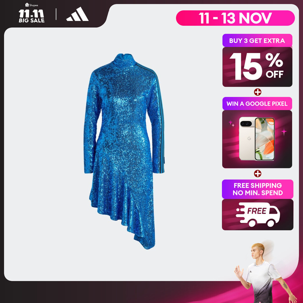 adidas Lifestyle Blue Version Sequin Dress Women Blue HR3414 Shopee Singapore