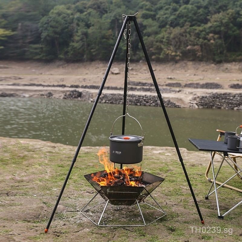 Portable BBQ Grill Folding Charcoal Bonfire Stand Camping Wood Stove ...