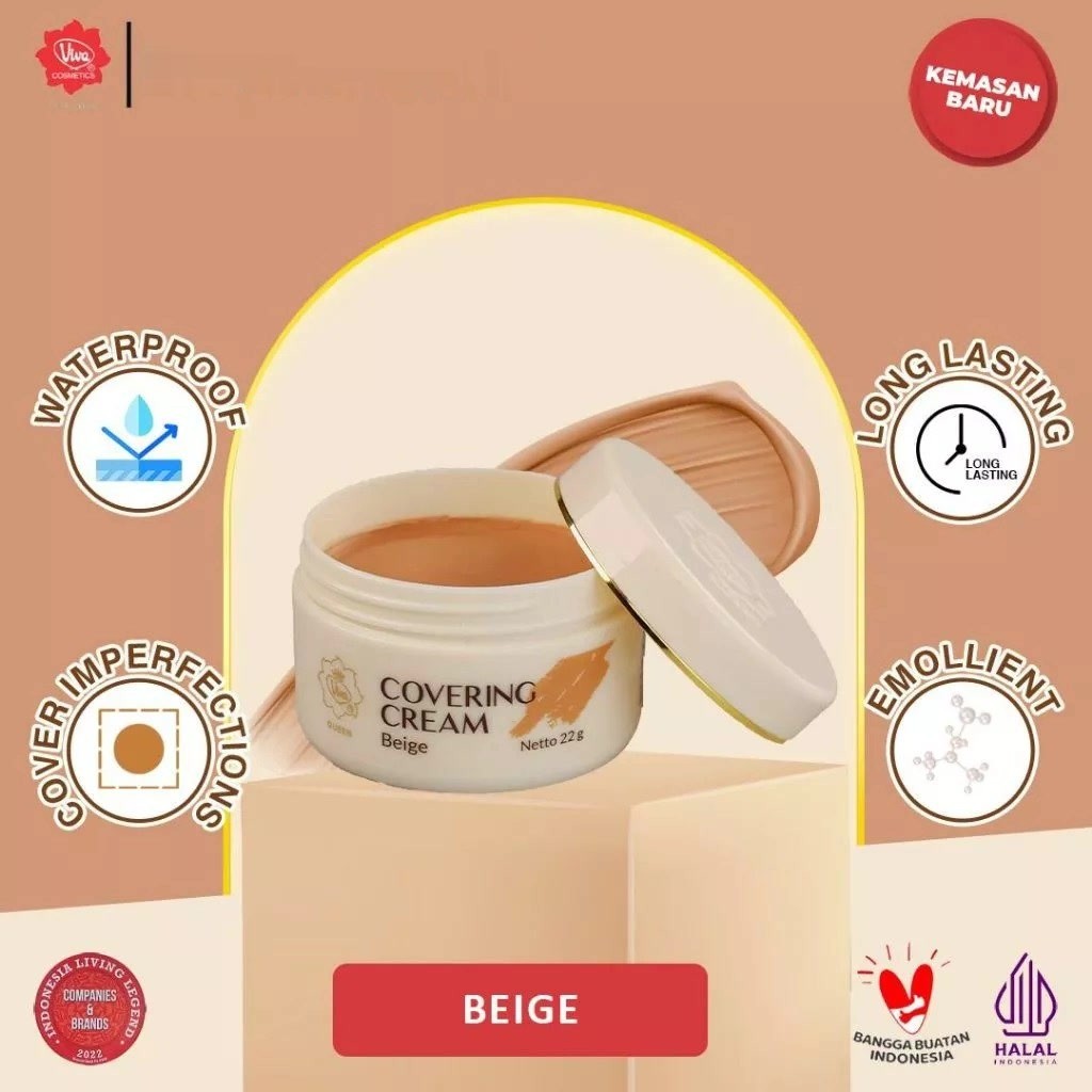 Viva Queen Covering Cream 22gr / Merah Jingga Official - Gambar 4