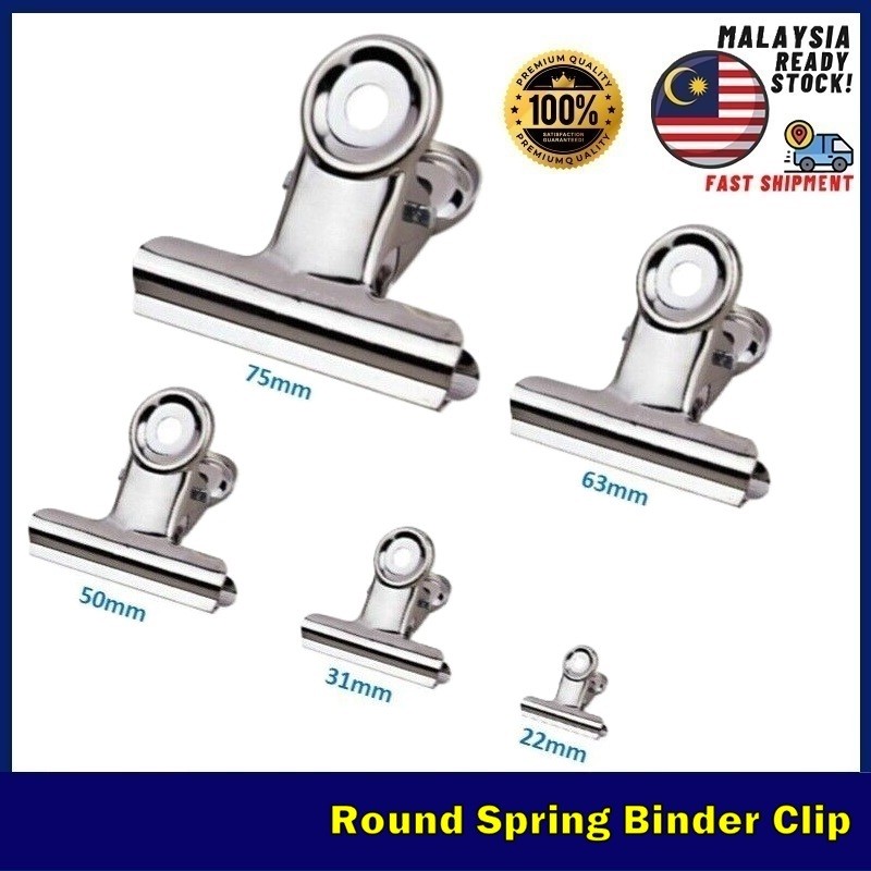[1 PCS] Round Spring Binder Clip / Round Metal Bulldog Paper Clip Klik ...