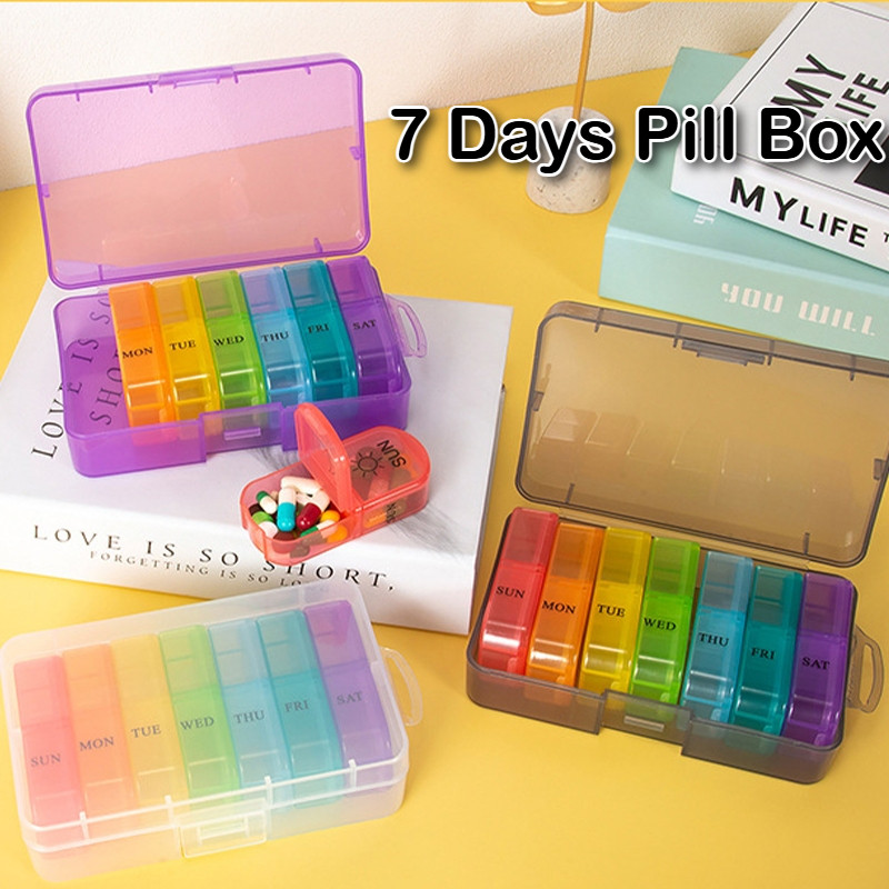 [SG STOCK]7 Days Medicine Pill Box Portable Travel Pills Organizer 14 ...
