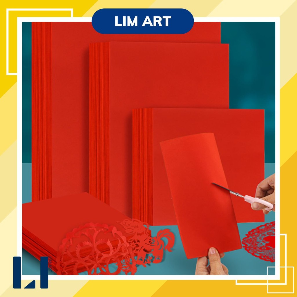 Set of 50/100 thin red handmade paper for decoration CNY, making LIM ...