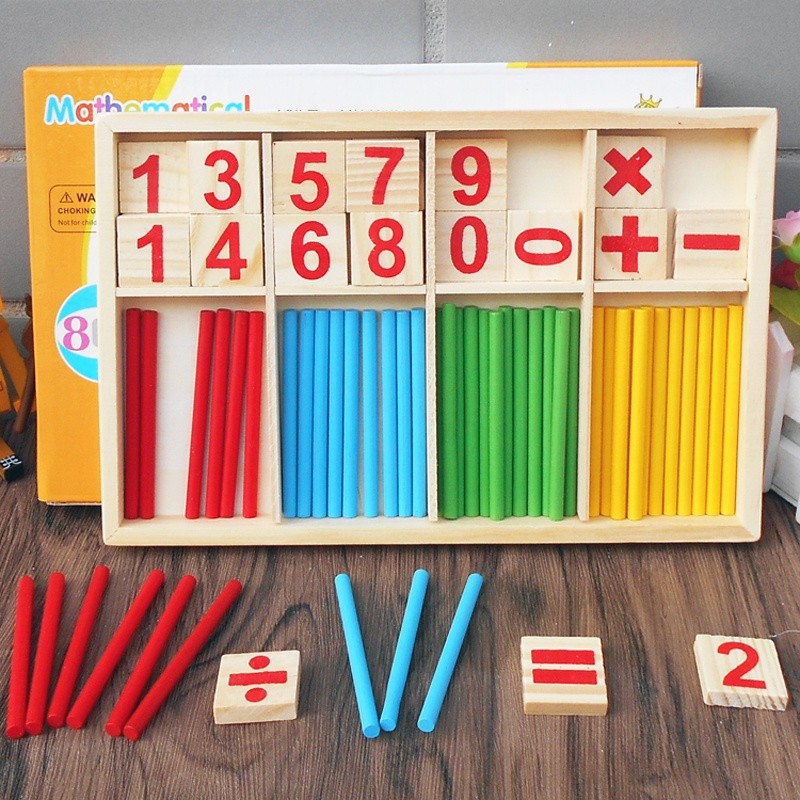 Children Wooden Counting Sticks Learning Math Toy Number Calculate ...