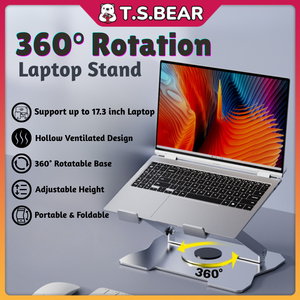 360 Rotating Laptop Stand Adjustable Laptop Holder Portable Foldable ...