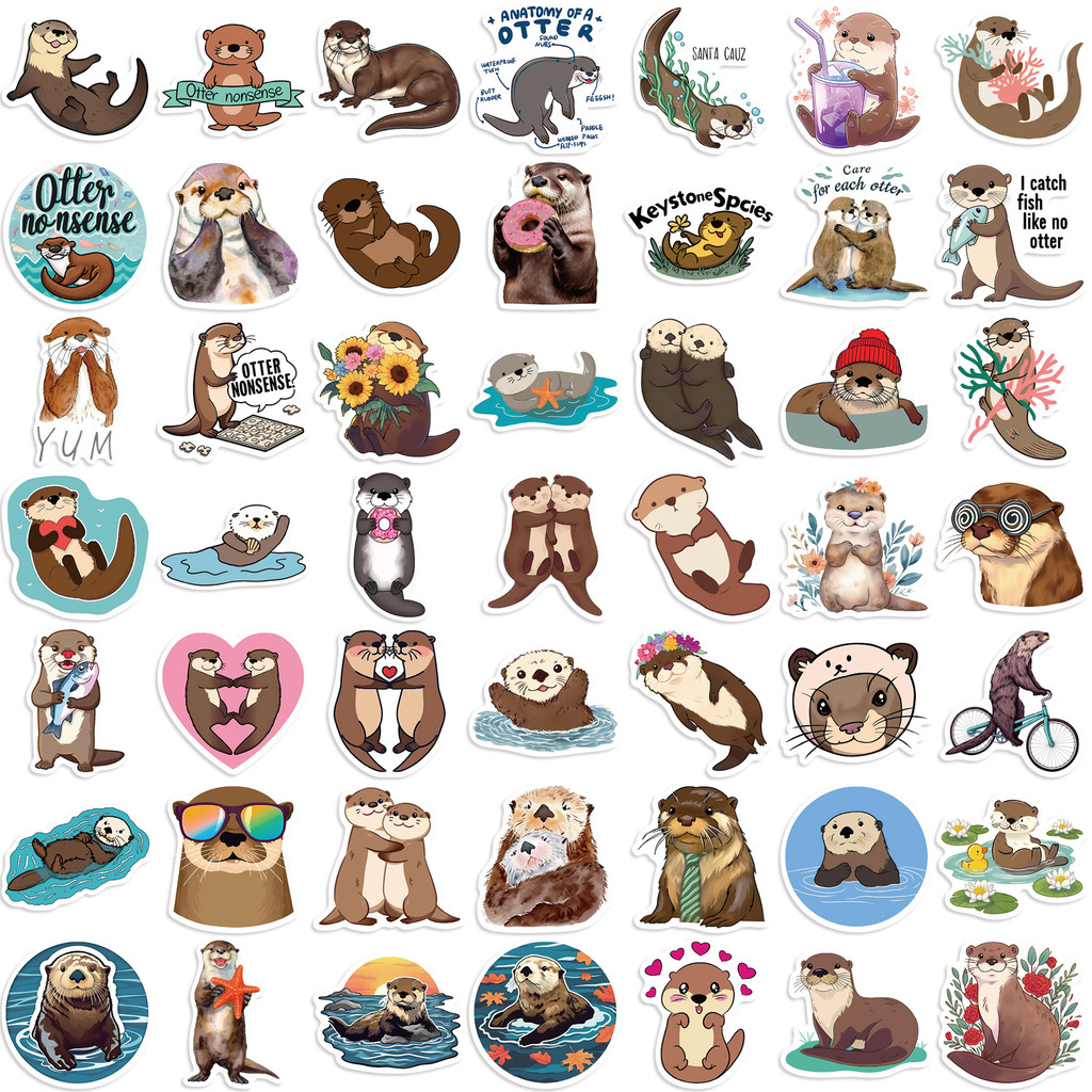 50pcs/pack Lovely Otter Nonsense Stickers Cartoon Cute DIY Decor Guitar ...