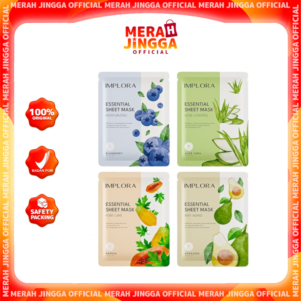 Implora Essential Sheet Mask 25g / Merah Jingga Official