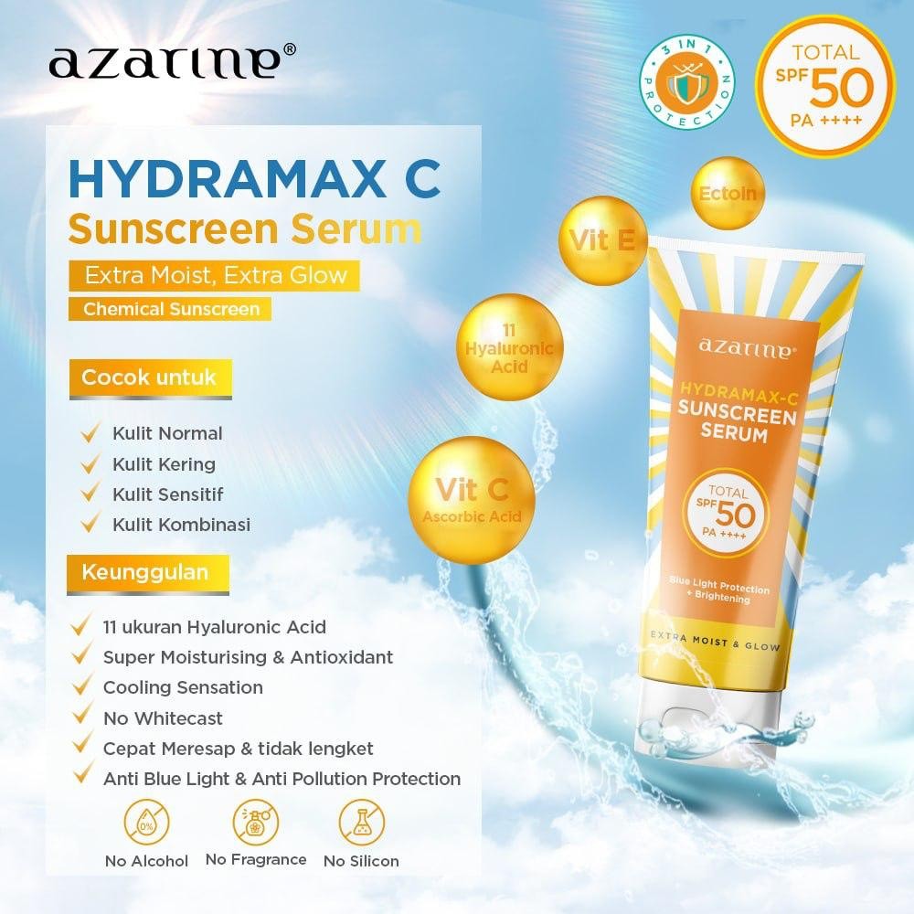 AZARINE Hydramax-C Sunscreen Serum 40ml / Merah Jingga Official - Gambar 4