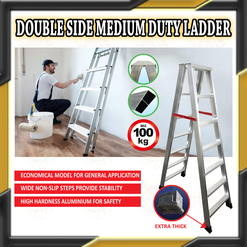 4/5/6/7/8/9/10/11/12/STEP MEDIUM DUTY DOUBLE SIDE ALUMINIUM LADDER ...