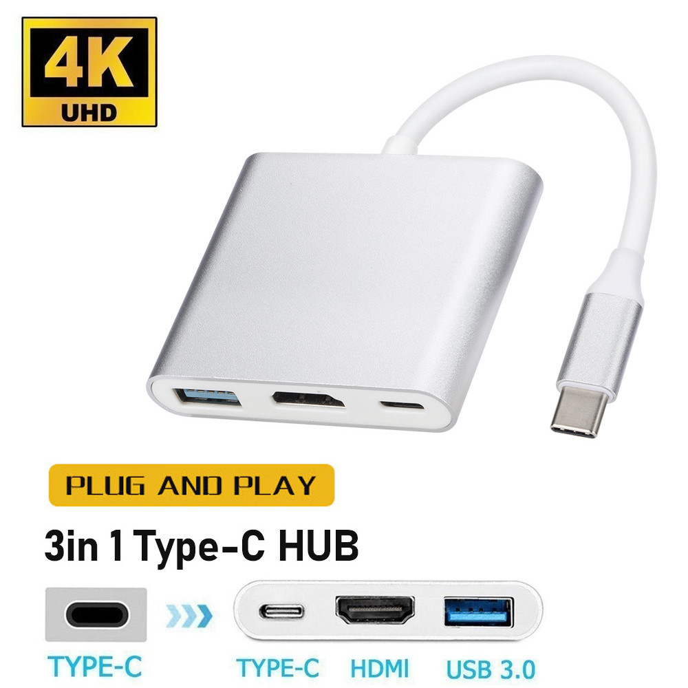 3 in 1 Hub Type C to HDMI USB Adapter Multifunctional USB 4K Converter ...