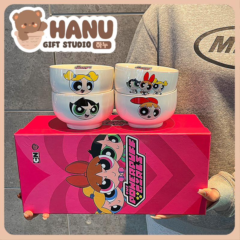Ceramic Bowl Set The Powerpuff Girls Official Cute Cartoon Dinnerware ...