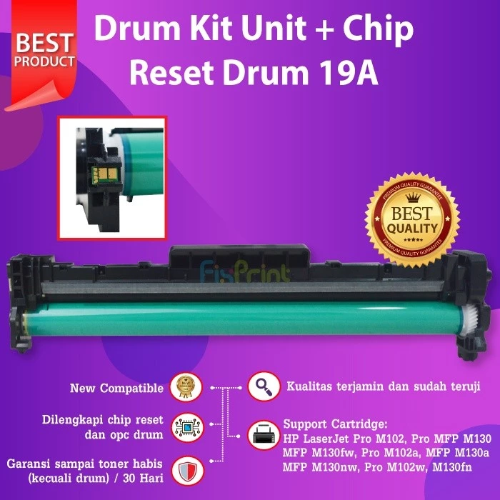 FixPrint Imaging Drum Kit Unit 19A CF219A For Printer Laserjet M102a M102w M130a M130nw M130fn M130fw Chip - Gambar 3
