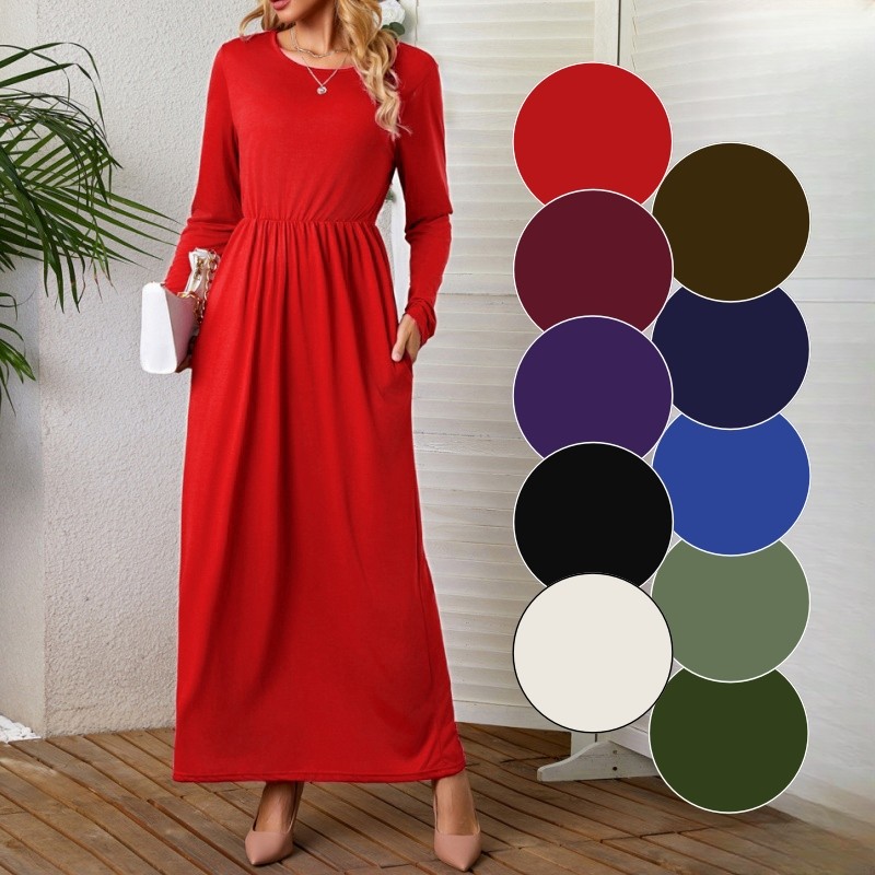 Elegant Long Sleeve Maxi Dress for Women Lightweight & Breathable Summer  Dress with Pockets for Beach,Party or Casual Wear (Multiple Colors) |  Shopee Singapore