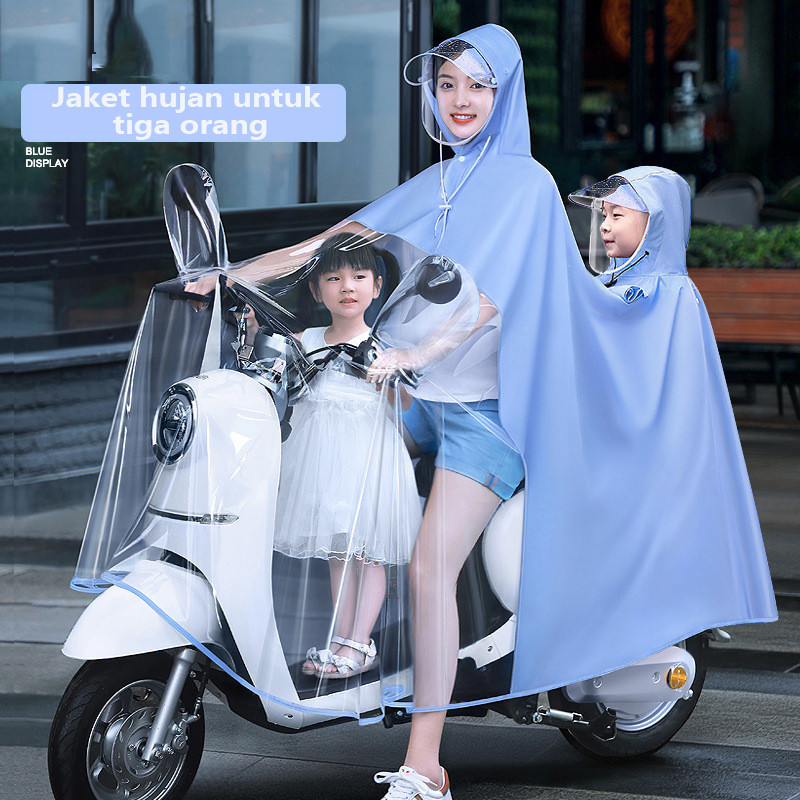 MOMODA 3in1 Raincoat Jas Hujan Motor Jas Hujan Wanita Dua Orang Untuk Sepeda Motor Jas Hujan Orang Tua Dan Anak Jas Hujan Dewasa Motorcycle - Gambar 3