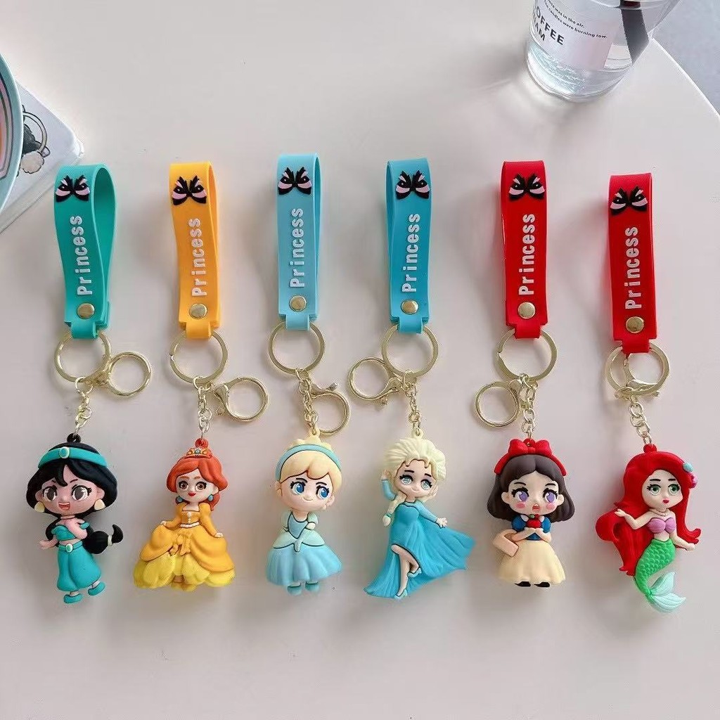 Cartoon Fairy Tale Princess Keychain Cute Snow White Princess Elsa ...