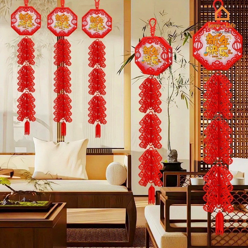 Spring Festival Firecrackers Red String Pendant - Non-woven Simulation ...