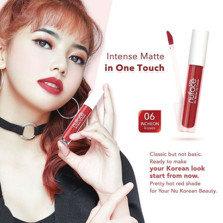 Nuface Nu Matte Lip Cream / Nu Face Lipstick / Merah Jingga Official - Gambar 3