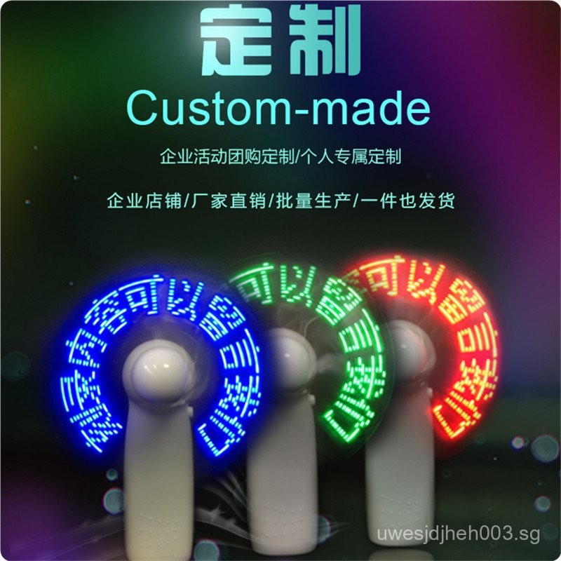 LED Character Flashing Fan Mini Portable Small Electric Fan with Words ...