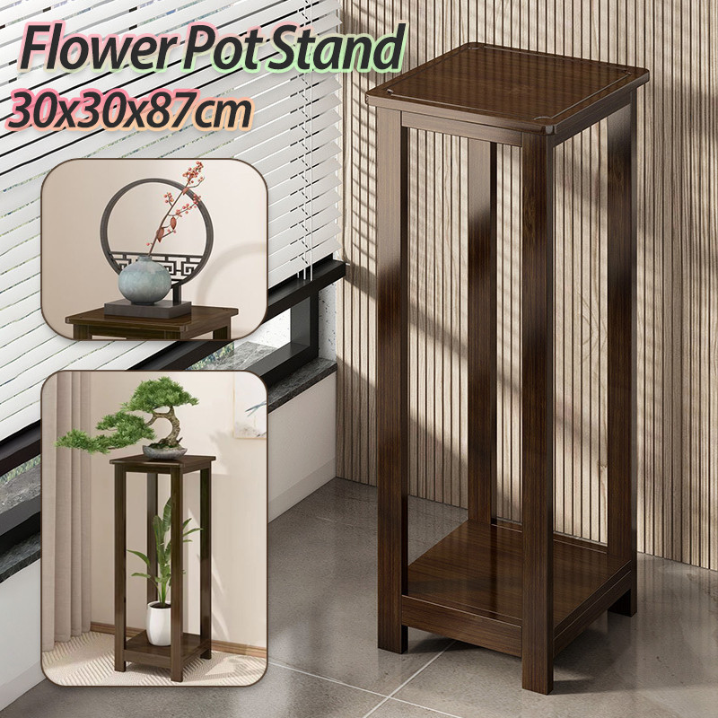 【SG Seller】2Tier Plant Rack/Flower Pot Stand/Solid Wood Floor Plant ...