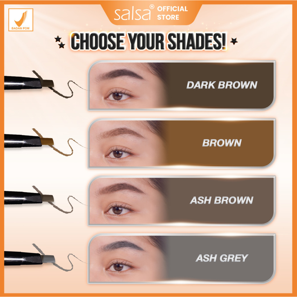 Salsa Easy Brow 2 in 1 Matic Eyebrow Pencil Pensil Alis / Merah Jingga Official - Gambar 4