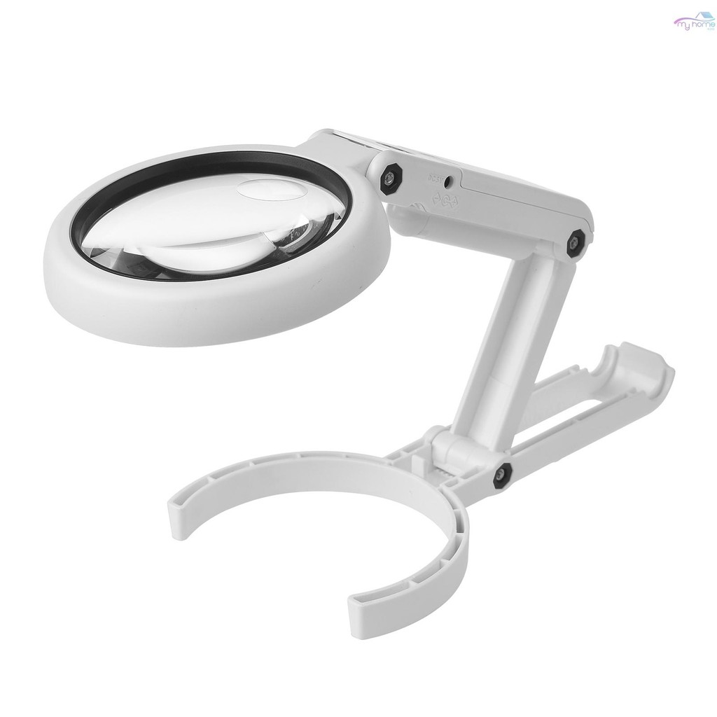 5X/10X Handheld Desk Magnifier with LED Light and Stand USB Powered ...