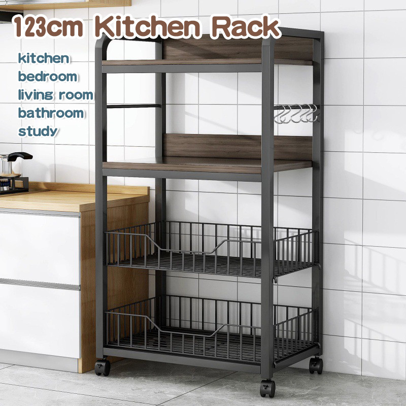 【SG stock】cherry™Kitchen Rack with 2 baskets and 4 Wheels Storage Rack ...