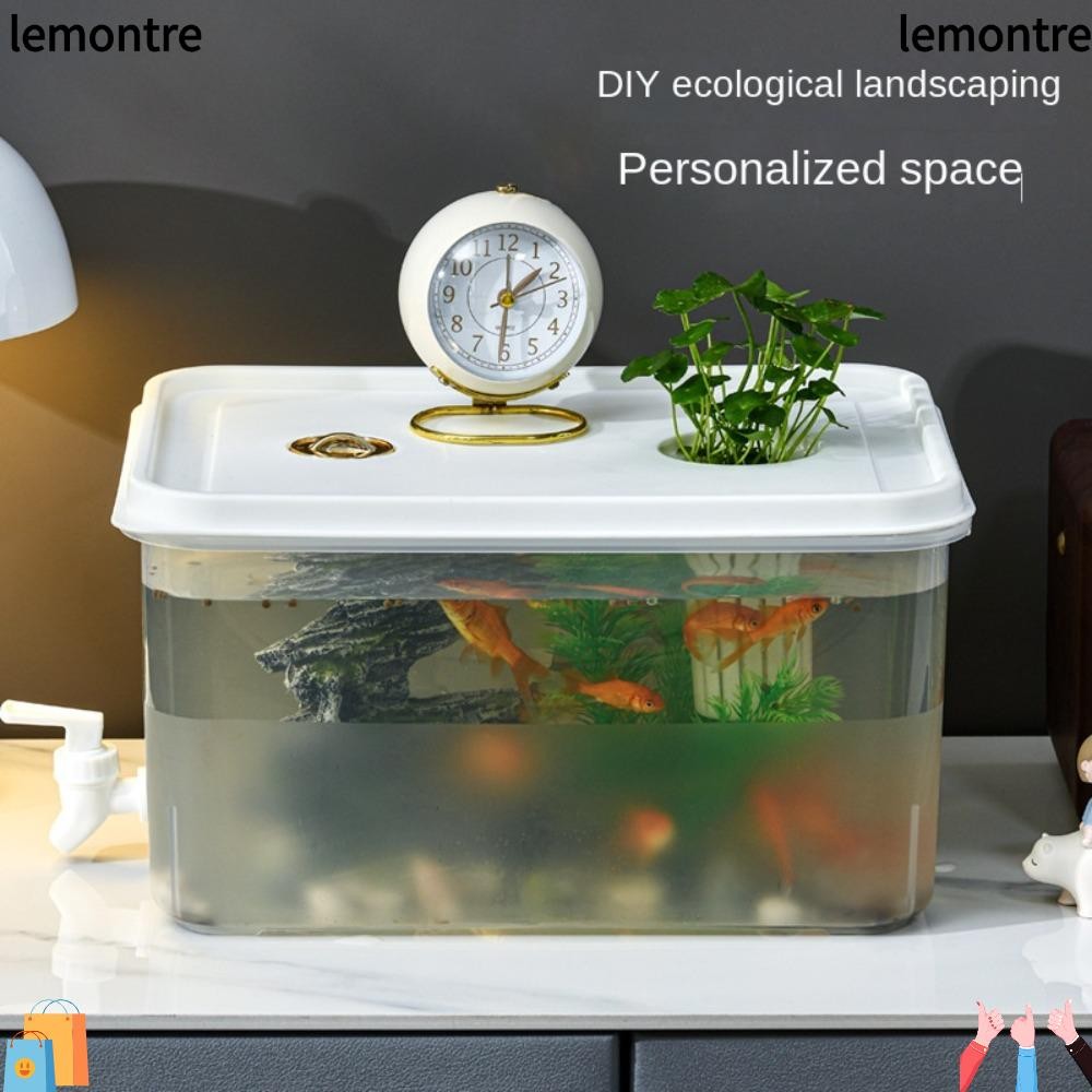 Picture of LEMONTRE Desktop Goldfish Bowl, Plastic Transparent Fish Tank, Durable ...